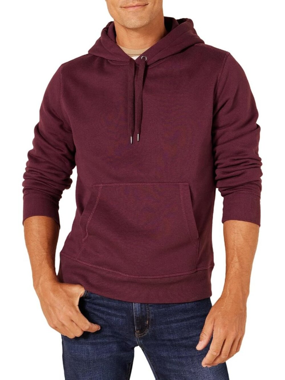 Amazon Essentials Men's Burgundy Pullover Comfortable Hooded Sweatshirts